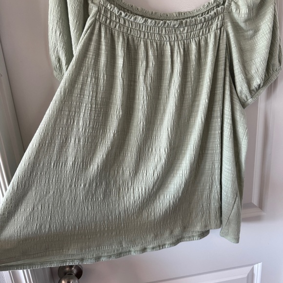 Wonderly Sage Green Smocked Top with Puff‎ Sleeves - Picture 3 of 7